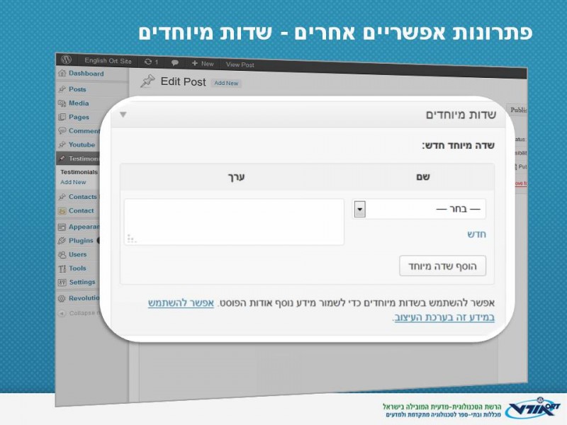אם יש לכם רק טקסט, ולא הרבה שדות, אפשר פשוט להשתמש בשדות מיוחדים