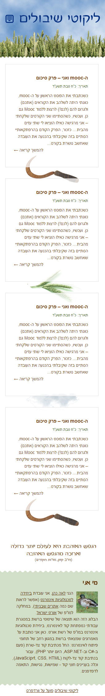 ליקוטי שיבולים עיצוב למובייל